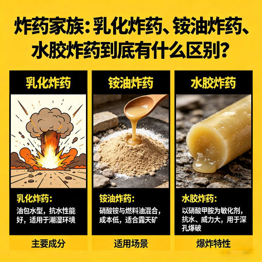 福海炸药家族：乳化炸药、铵油炸药、水胶炸药到底有什么区别？